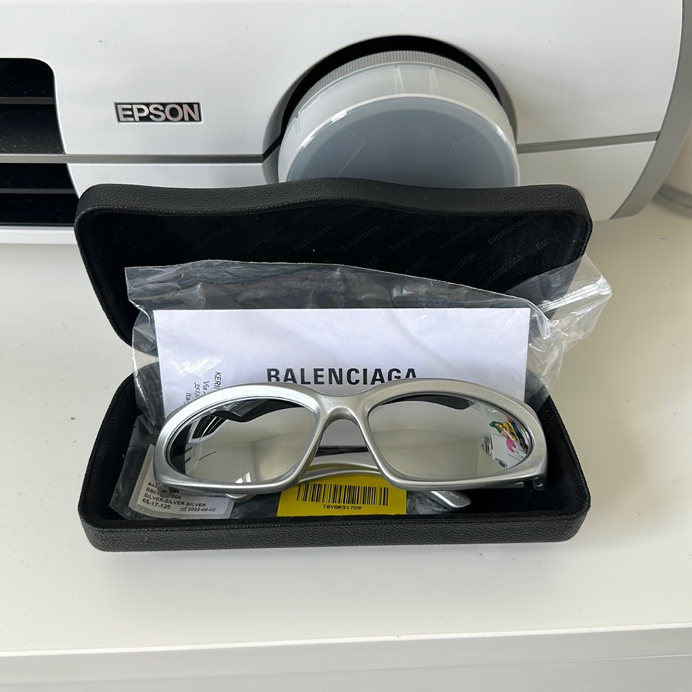 Balenciaga Silver Swift Oval Sunglasses
